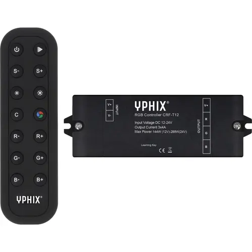 Yphix 50204905 RGB-controller CRF-T12 12-24 V met RF-afstandsbediening