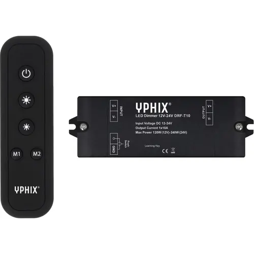 Yphix 50208503 Ledstripdimmer DRF-T10 12-24 V 10 A met RF-afstandsbediening