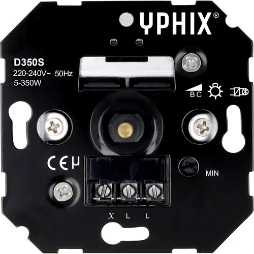 Yphix 50348501 Led-inbouwdimmer 230 V 5-350 W faseafsnijding
