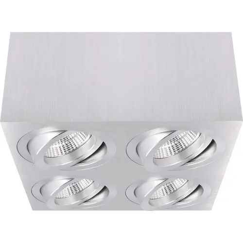 Yphix 50114810 Palermo carré opbouwspot 4-voudig kantelbaar geborsteld aluminium