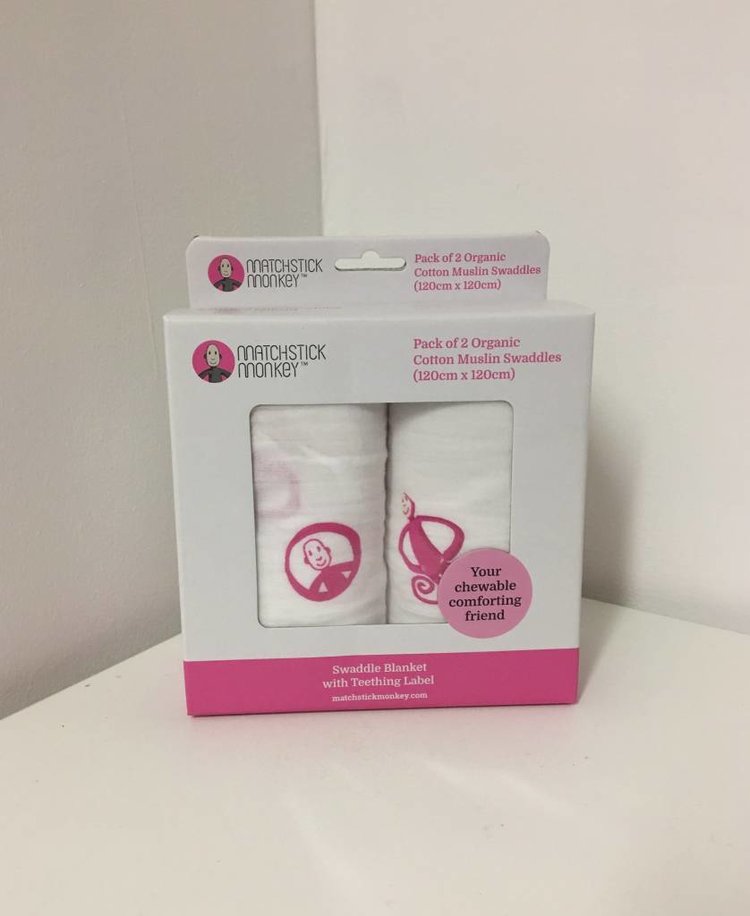 Matchstick Monkey Swaddle Blanket - Pink