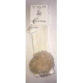 JC Socks JC Ivory Pom Pom Knee High Socks