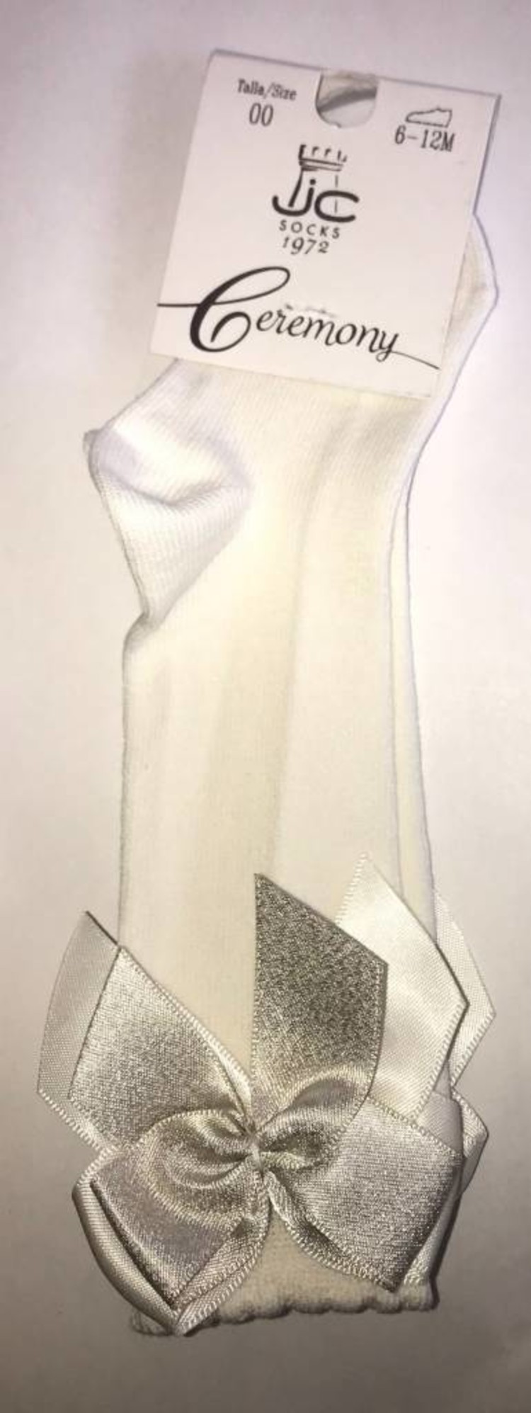 JC Socks JC cream knee high bow socks