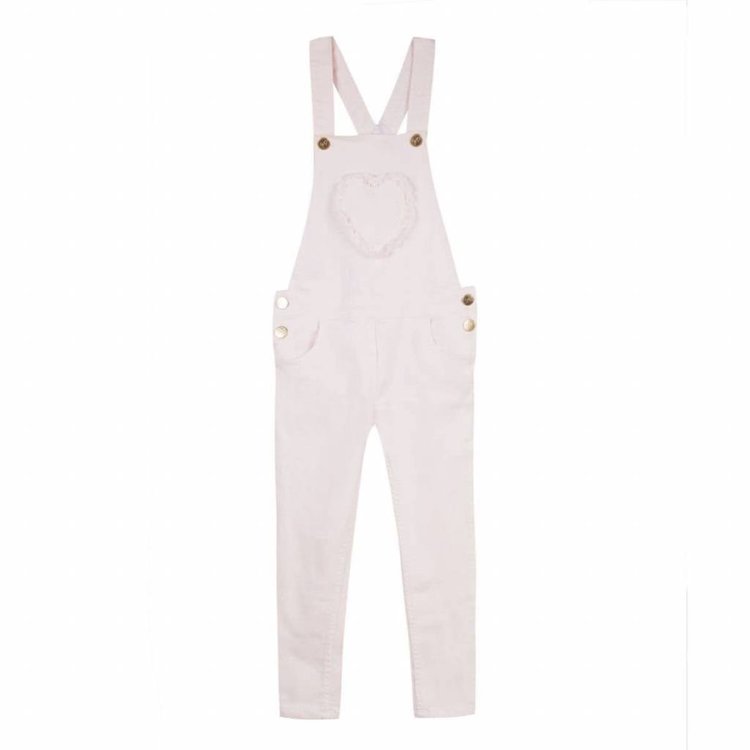Lili Gaufrette Pink Heart Dungarees - AGE 8