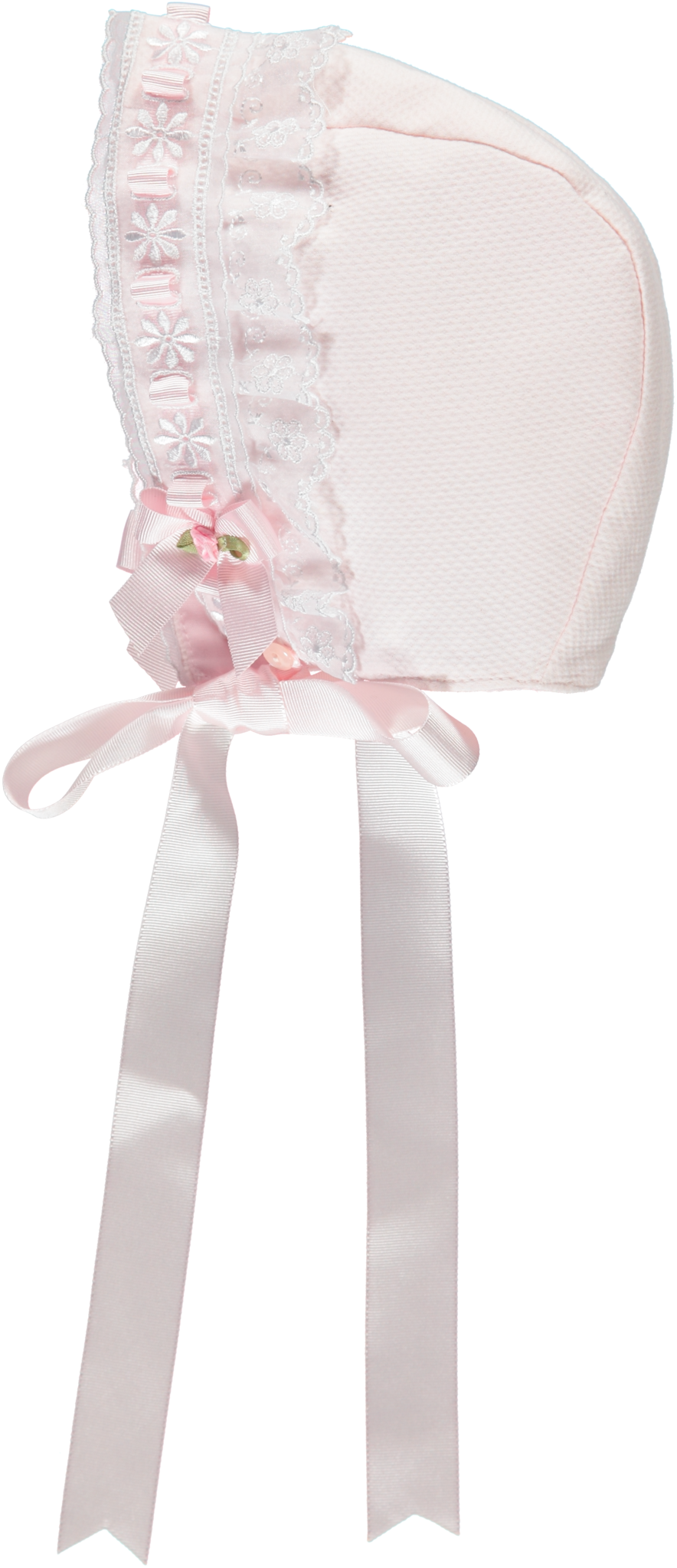 pink baby bonnet