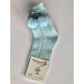 JC Socks JC Socks Pale Blue Open Weave Socks With Pom Pom