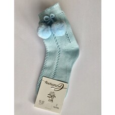 JC Socks JC Socks Pale Blue Open Weave Socks With Pom Pom