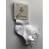 JC Socks JC Socks White Ankle Sock With Short Lace Ruffle & Rose Bow
