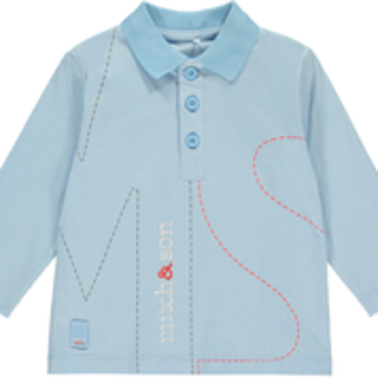 Mitch and Son Mitch & Son Peters MS1243 Pale Blue Plain Polo - 6 MONTHS