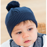 Emile et Rose Emile Et Rose Fuzzy Navy Bobble Hat - 6 MONTHS