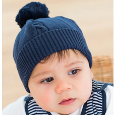 Emile et Rose Emile Et Rose Fuzzy Navy Bobble Hat - 6 MONTHS