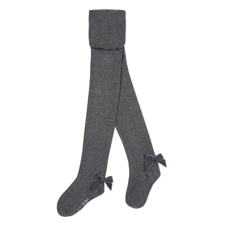 Lili Gaufrette Grey Tights with Bow