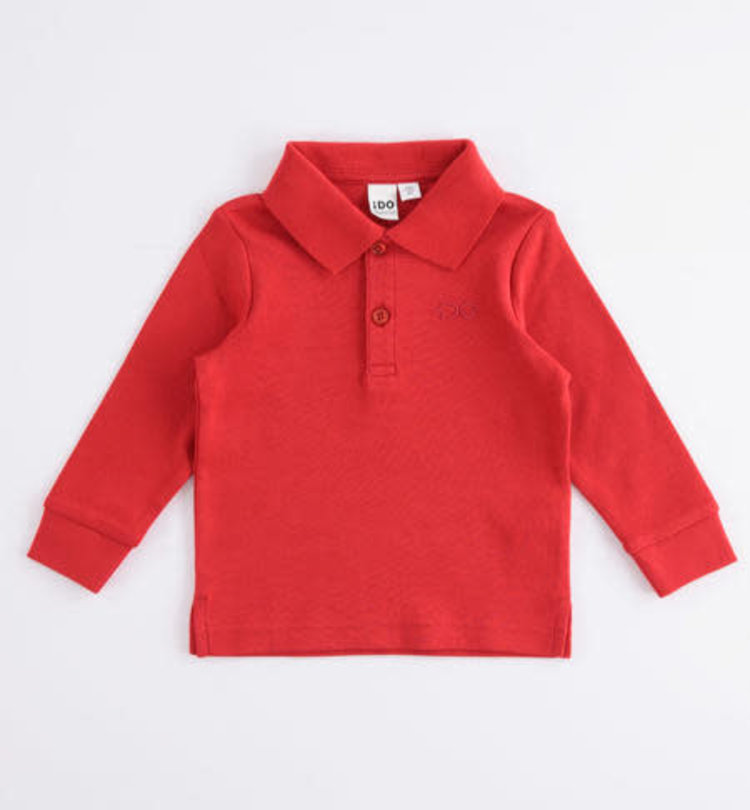 iDO Ido red long sleeve polo shirt