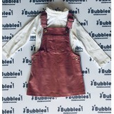 iDO Ido Girls Pink Corded Pinafore and Tops Set
