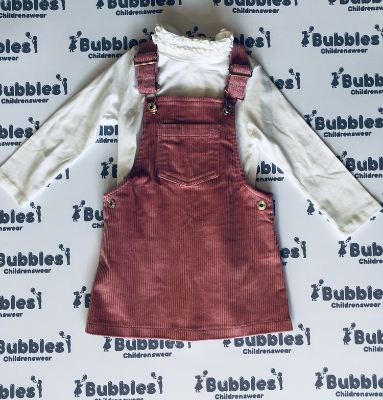 iDO Ido Girls Pink Corded Pinafore and Tops Set