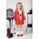 ADee Azalea Poppy Red Textured Fleece Shorts