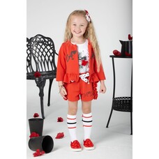 ADee Azalea Poppy Red Textured Fleece Shorts