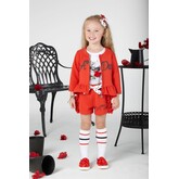 ADee Ada Poppy Red Textured Fleece Jacket - AGE 4