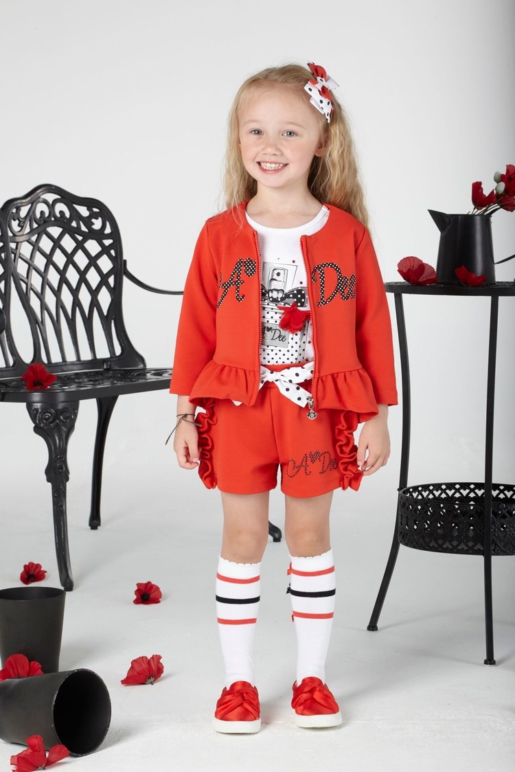 ADee Ada Poppy Red Textured Fleece Jacket - AGE 4