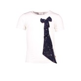 LeChic Le Chic Off White T-Shirt With Navy Bow