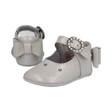 Andanines Andanines 201808 White Bow back Pram Shoe - SIZE 16