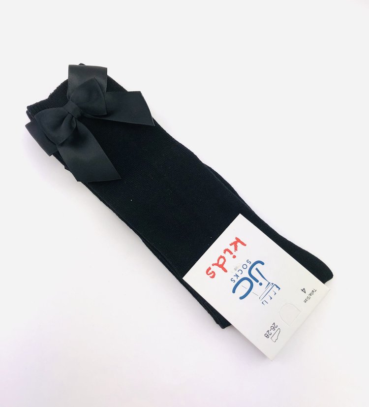 JC Socks JC Socks 52803  Long Black Socks with Bow