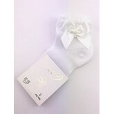 JC Socks JC Socks 32634 White Sock with Bow & Pearl Detail (fine Sock)