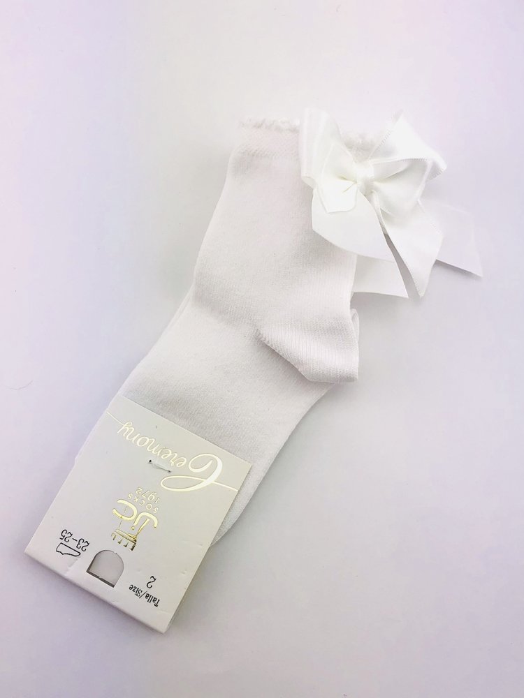 JC Socks JC Socks  32636-1 white sock with satin bow