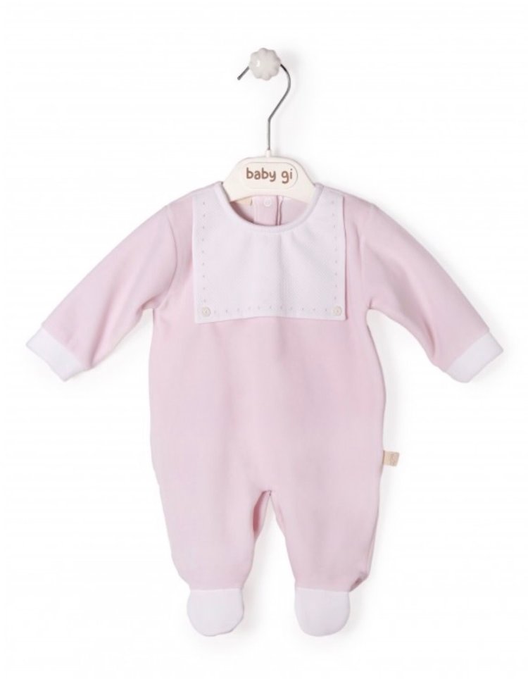 Baby Gi Baby Gi Pink Babygrow with Bib -  NEWBORN
