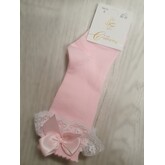 JC Socks JC Pink Sock With White Lace Frill