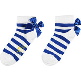 ADee Adee Libby Stripe Bow Ankle Sock Blue