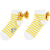 ADee ADee Libby Stripe Bow Ankle Sock Yellow