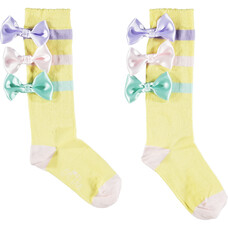 ADee Adee ORR Ribbon Bow Knee High Sock Lemon Cake