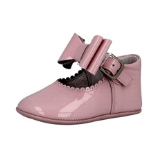Andanines Andanines Pink Patent Bow Pram Shoe 202806 - SIZE 15