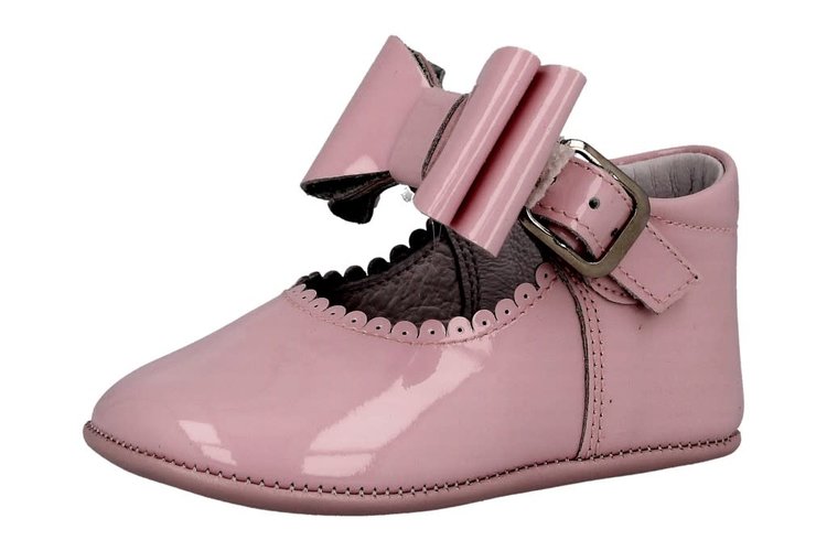 Andanines Andanines Pink Patent Bow Pram Shoe 202806 - SIZE 15