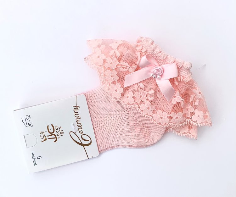 JC Socks JC Socks Pink Lace Ankle Socks 32635