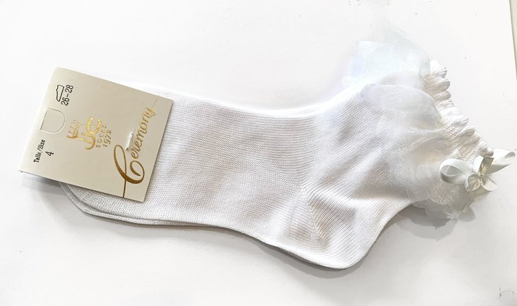 JC Socks JC Socks White Chiffon Ruffle Ankle Sock 32630