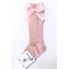 JC Socks JC Socks Pink Knee High Sock with Bows 32711