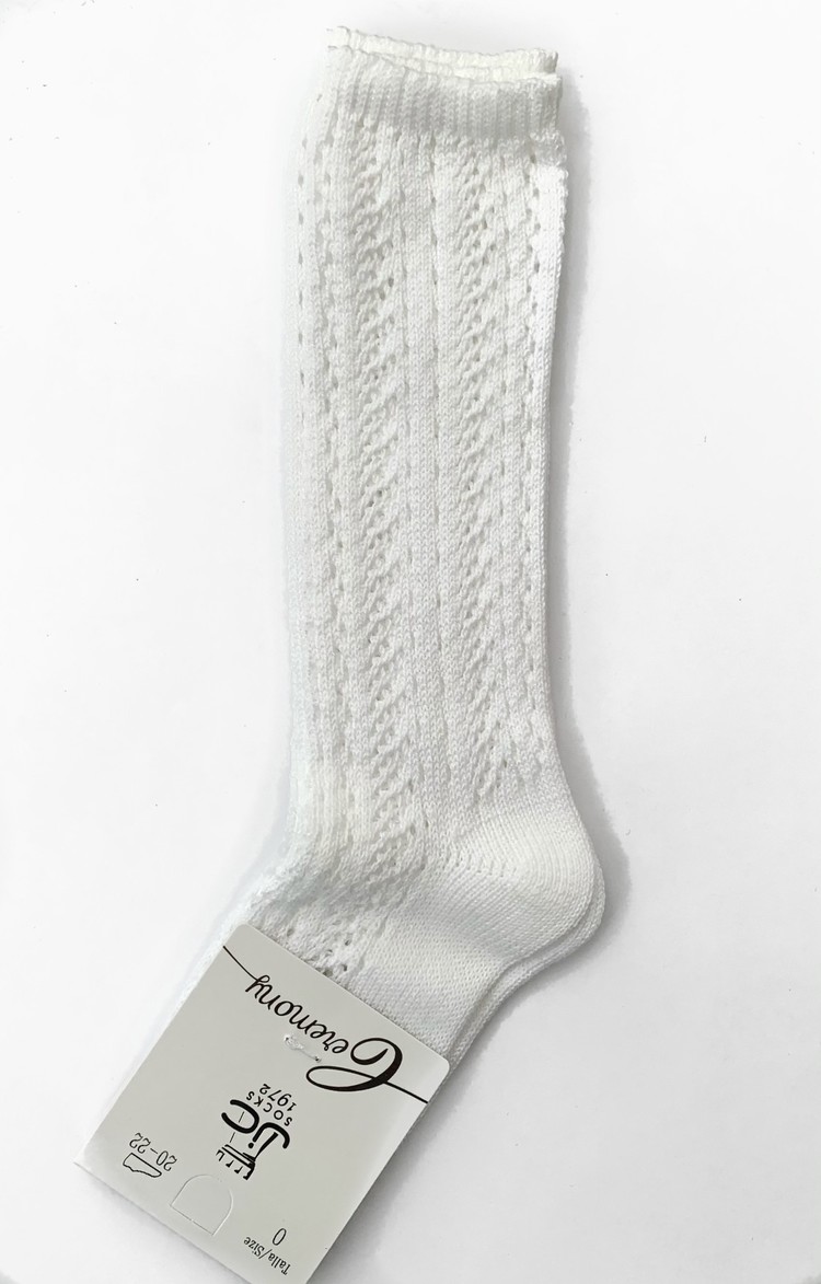 JC Socks JC Socks White Fine Knit Knee High 31950