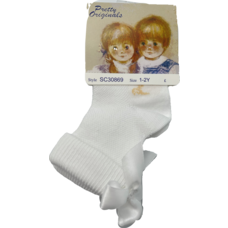 Pretty Originals Pretty Originals White Bow Ankle Sock