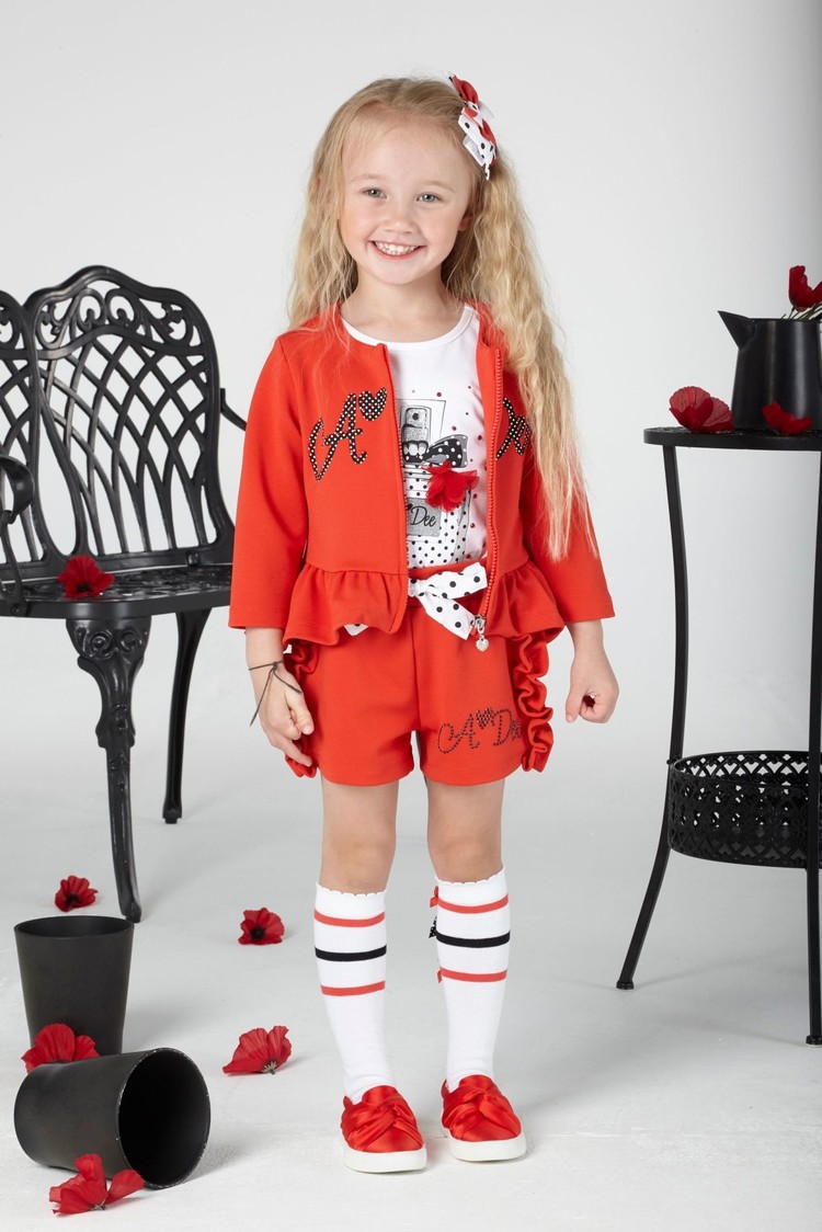 ADee Azalea Poppy Red Textured Fleece Shorts