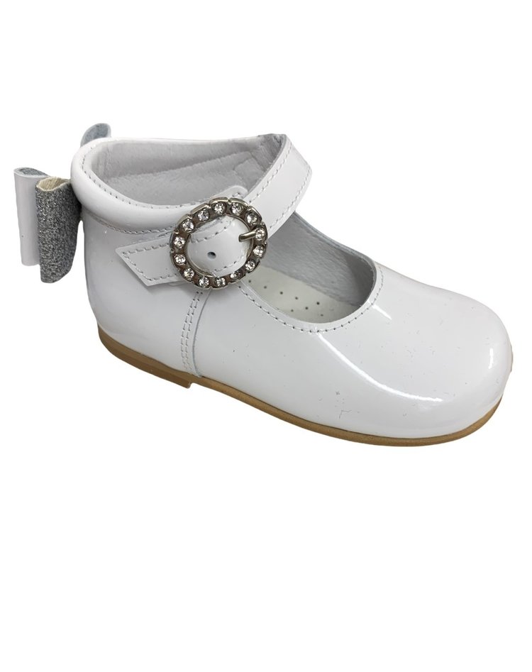 Andanines Andanines White Patent Glitter Bow Shoe - 192830 - SIZE 21
