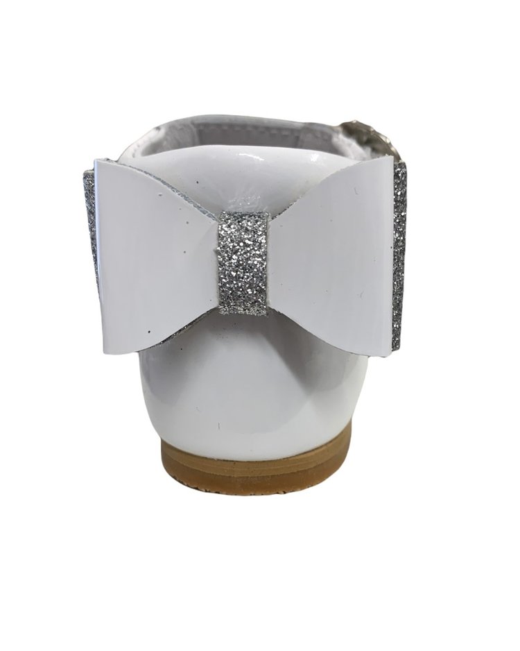 Andanines Andanines White Patent Glitter Bow Shoe - 192830 - SIZE 21