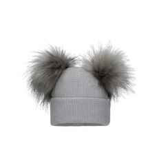 Pom Pom Envy Pom Pom Envy Grey Double Pom Pom Hat
