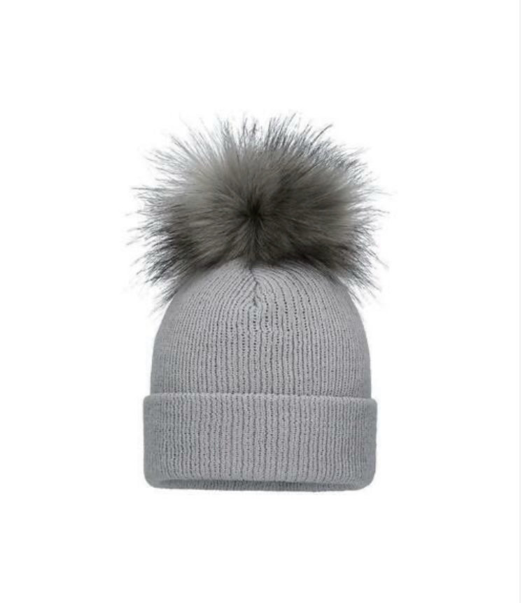 Pom Pom Envy Pom Pom Envy Grey Single Pom Pom Hat