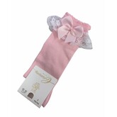 JC Socks JC Socks 56300 Pink Lace Frill Sock With Bow