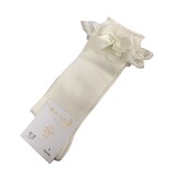 JC Socks JC 56300 Cream Lace Frill Sock With Bow