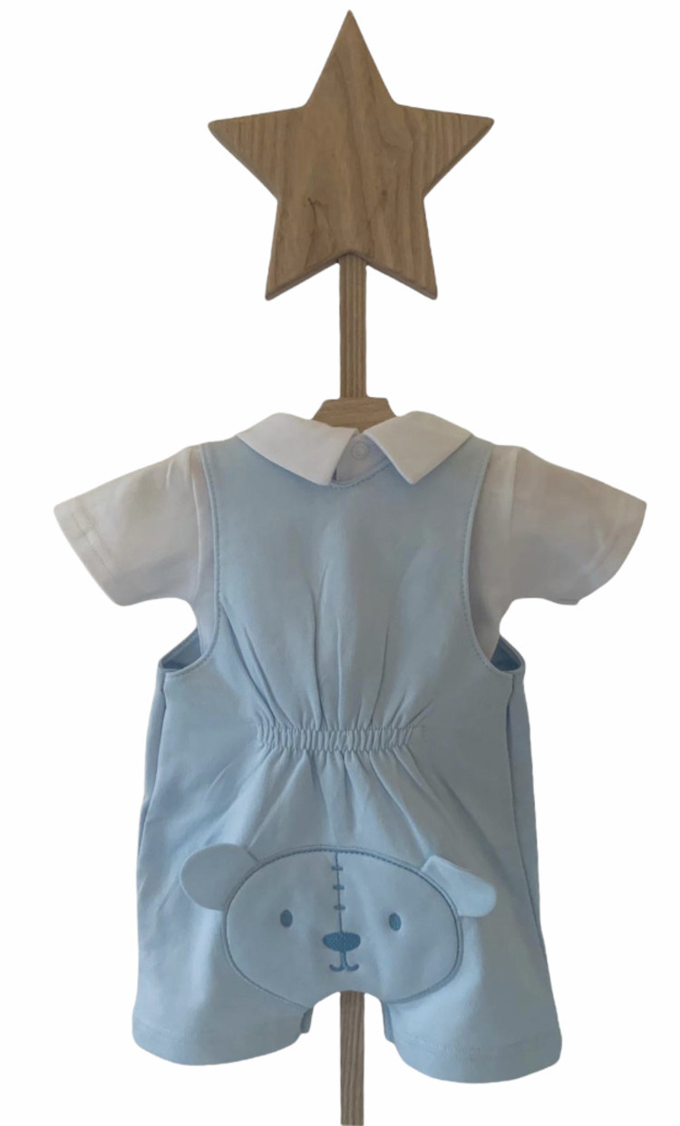 Little Lads & Ladies Little Lads & Ladies Blue Bear Bum Dungaree Set LL08