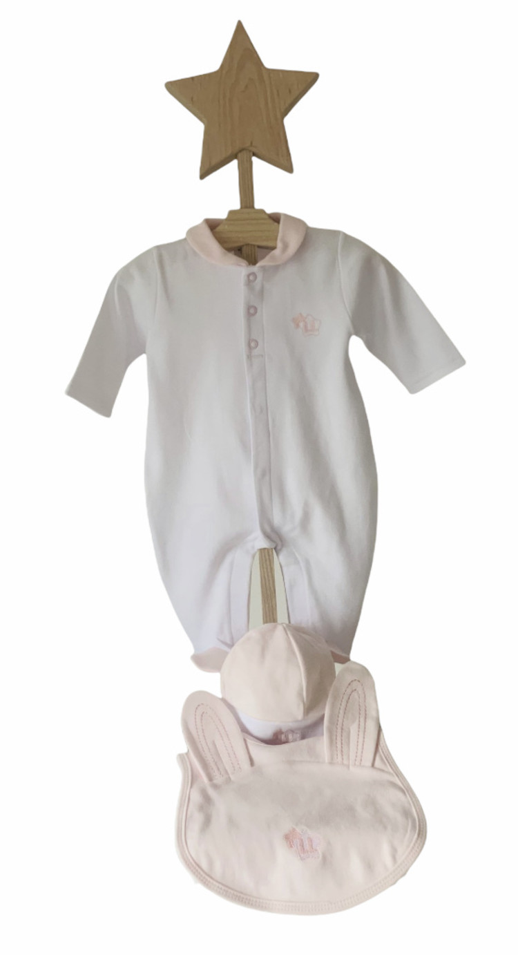 Little Lads & Ladies Little Lads & Ladies Pink Rabbit Bottom Babygrow