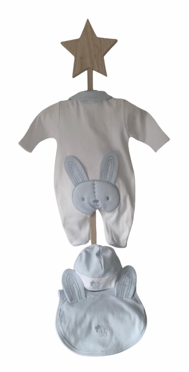 Little Lads & Ladies Little Lads & Ladies Blue Rabbit Bottom Babygrow